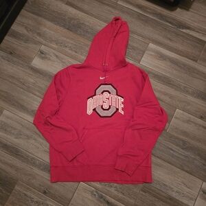 Nike Red Ohio State University Center Swoosh Check Hoodie Sweatshirt